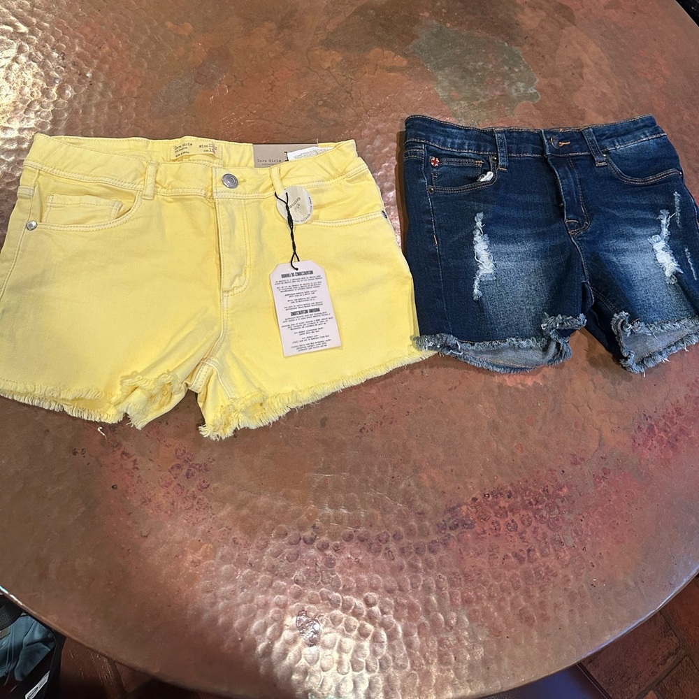 NWT Zara Kids Yellow shorts size 12 and Hudson Blue Denim Shorts size 14
